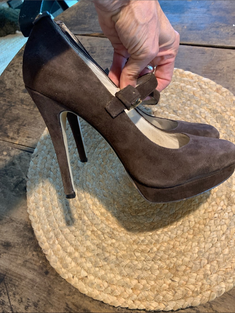 MICHAEL Michael Kors Chocolate Brown Suede Mary Jane Platform Pumps